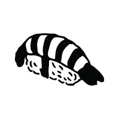 Sushi with Chopsticks Black Silhouette Vector Icon © mariom