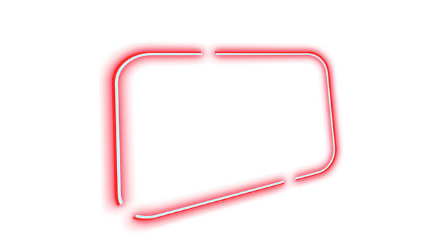asymmetrical rectangular red neon sign outline template for custom branding or text.