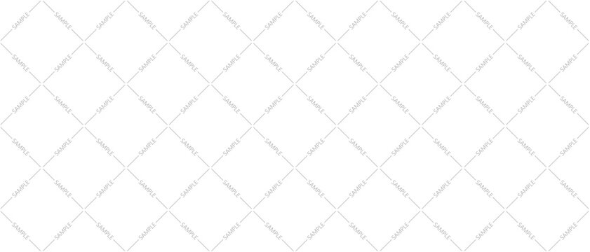 Diagonal grid seamless pattern with sample watermark text. Thin gray lines forming diamond mesh on white background.