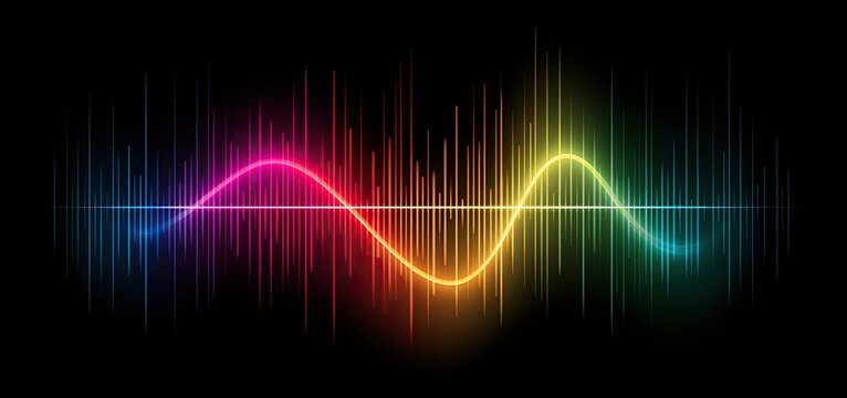 Rainbow spectrum visualized as a sound wave and equalizer