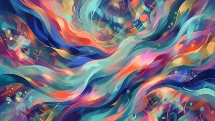 Fototapeta premium Colorful Abstract Fluid Waves Background with Vibrant Gradient Flow and Dynamic Motion