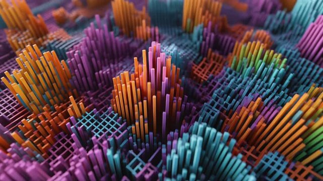 Abstract colorful 3d render geometric shapes motion background