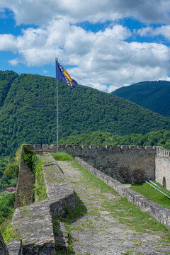 Medieval stone citadel, Jajce Fortress in Bosnia and Herzegovina