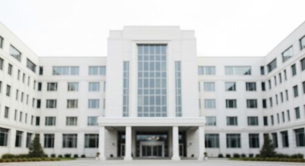 Fototapeta premium Blurred modern white office building facade background