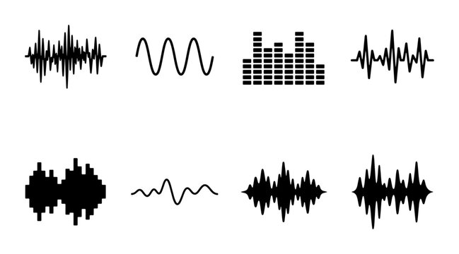 Sound Waveforms Vector Set: Audio Visualizers, Equalizer, Signal Patterns