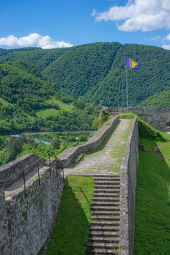 Medieval stone citadel, Jajce Fortress in Bosnia and Herzegovina