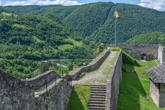 Medieval stone citadel, Jajce Fortress in Bosnia and Herzegovina