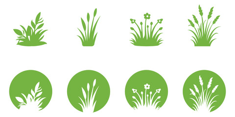 Vector field icons horizon stalk thin edge icon stalks grass prairie growth. A set of silhouette Grass vector illustration. eps 10 © Hike Studio 444
