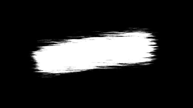 Animated white paint brush stroke distressed texture on a dark background. The abstract brush marks a hand painted look, suitable for backgrounds, overlays, motion graphics, title sequences.