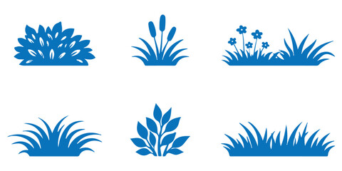 Vector field icons horizon stalk thin edge icon stalks grass prairie growth. A set of silhouette Grass vector illustration. eps 10 © Hike Studio 444