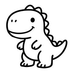 Fototapeta premium Cute cartoon dinosaur illustration simple black and white line art for kids