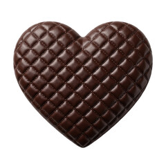 Fototapeta premium Quilted dark brown leather heart shape isolated on transparent background with quality cutout isolated leather presented high