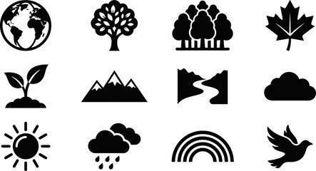Obraz premium Set of Nature and Environmental Icon Symbols.