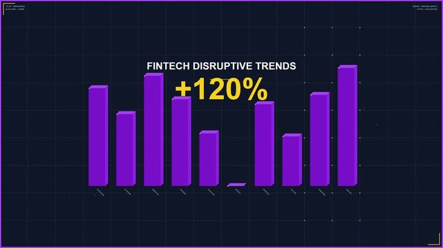 Abstract digital data flow animation representing fintech disruptive trends in a modern tech background
