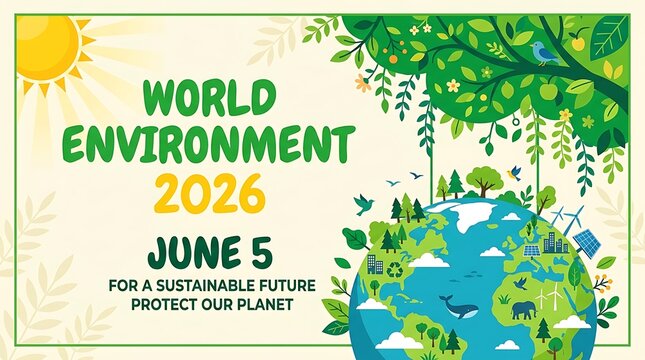 World environment day 2026 sustainable future poster with environment, ecosystem