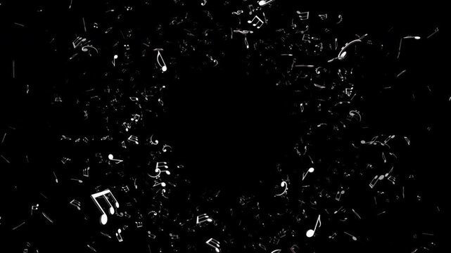 Falling Musical Notes Animation Background, on Alpha Channel, Loop
