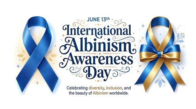 International albinism awareness day celebration ribbon design with albinism