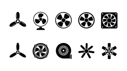 Various black fan icons on white transparent background for design © Artist hub