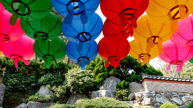 Colorful paper lanterns at Haeundae Yonggungsa Temple