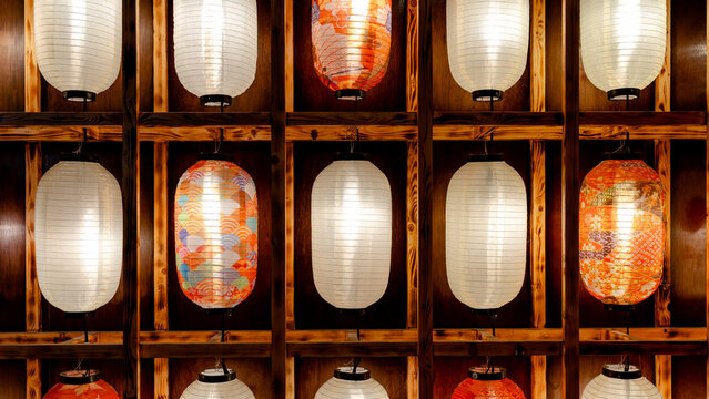 Traditional lanterns at Fengjia Night Market display