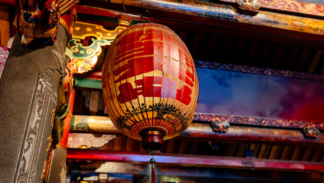 Traditional lantern at Yuanbao Temple in Taichung