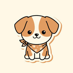 Obraz premium Adorable cartoon canine friend with a charming bandana depicted in a cute and friendly sitting pose that conveys warmth and happiness perfect for pet related themes and children s content with