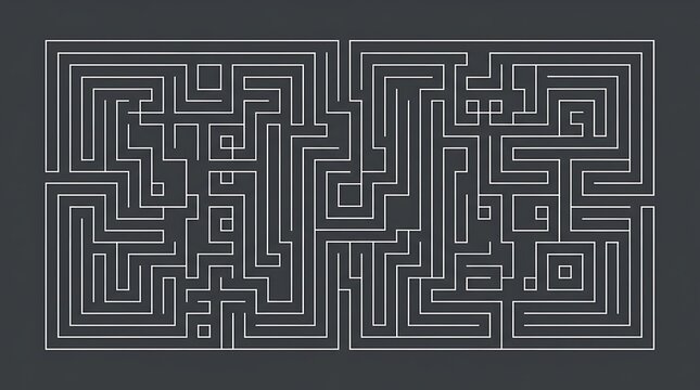 White rectangular maze pattern on a dark grey background