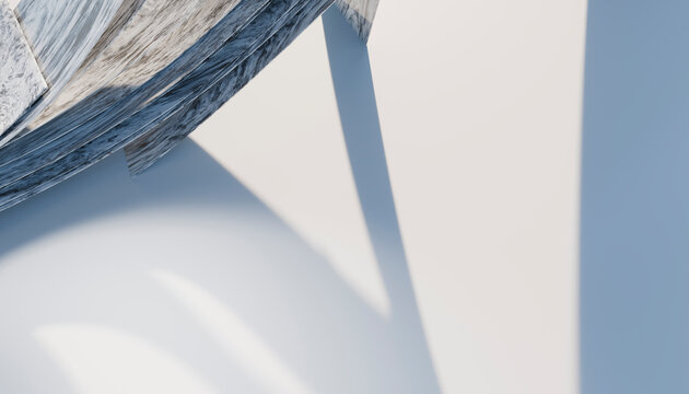 Minimal marble edge with soft shadow on white background