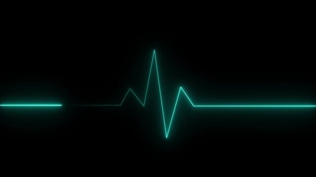 Abstract neon heartbeat signal icon animation background. ECG cardiogram oscilloscope monitor heartbeat line.4k video.