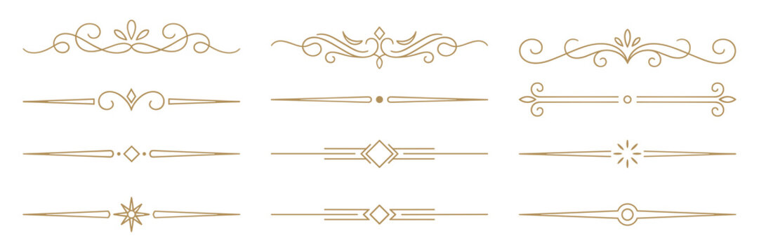 Collection of elegant vintage calligraphic text dividers as PNG asset