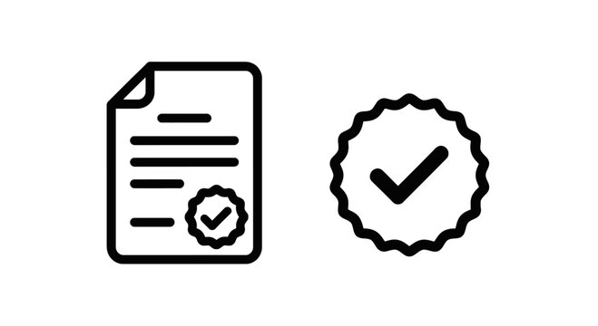 Document with checkmark and separate checkmark icon document checkmark approval verified certified accepted agreement contract completed