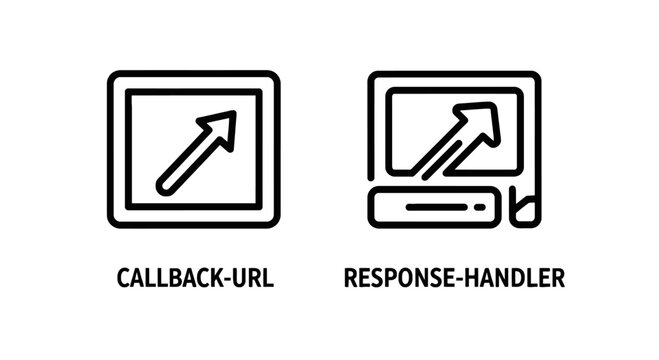 Callback url and response handler icons with arrow graphics callback response development integration communication protocol software application