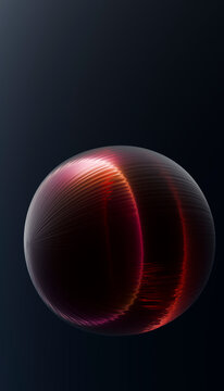 Abstract red sphere 3D render on dark gradient background