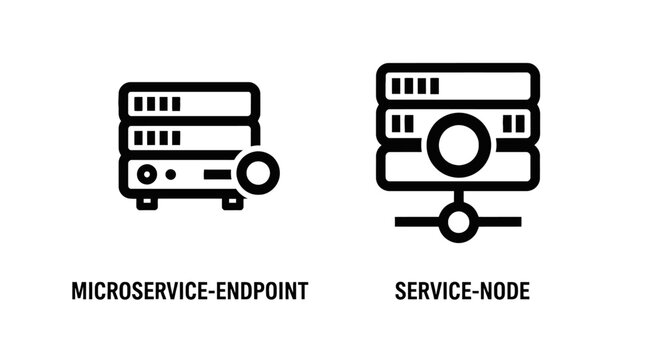 Microservice endpoint and service node icons with microservice endpoint technology architecture computing infrastructure internet software