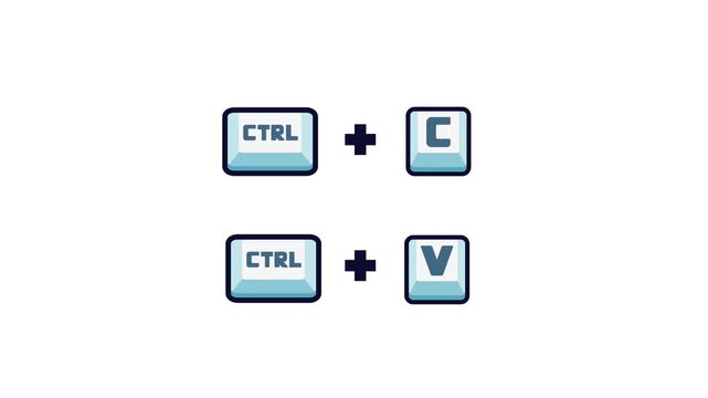 Keyboard Ctrl + C and Ctrl + V, Copy and Paste 4K video Keyboard White