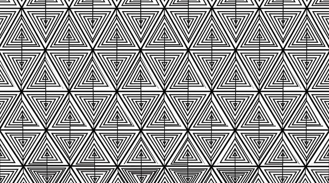 Monochrome geometric seamless pattern with nested triangle line shapes
