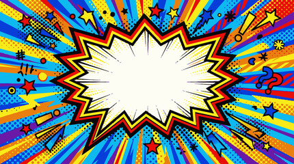 Fototapeta premium Vibrant comic book explosion graphic element.