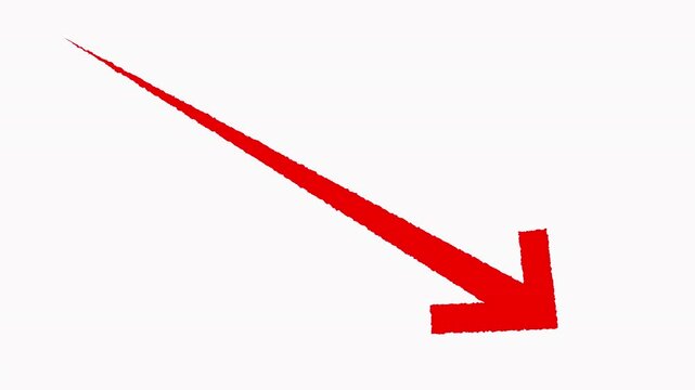Loopable Solid Line Arrow Diagonal Down Left Right Animation Alpha Channel 4K