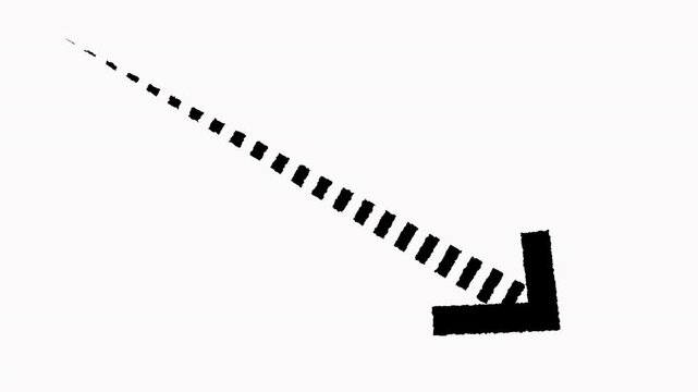 Loopable Dashed Line Arrow Diagonal Down Left Right Animation Alpha Channel 4K