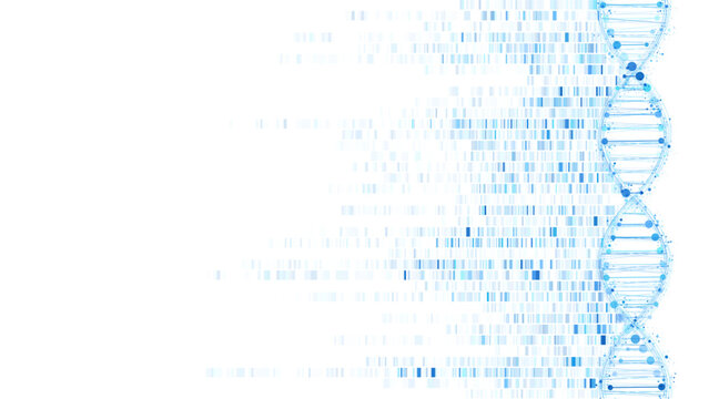 DNA test. Big genomic data visualization on blue background