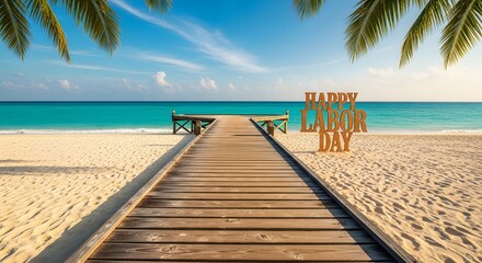 Happy Labor Day tropical beach boardwalk paradise.