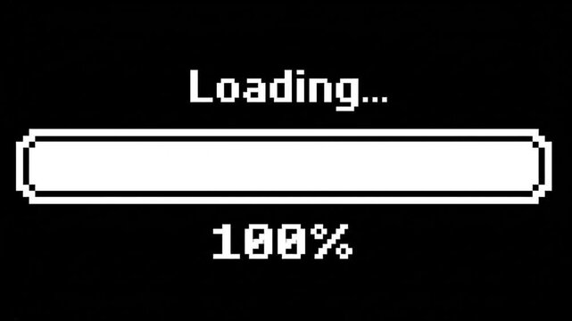 Pixelated loading screen with progress bar at 69 percent on black background