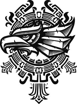 Tribal Aztec Eagle Crest SVG, Tribal Eagle SVG, Indigenous Totem PNG