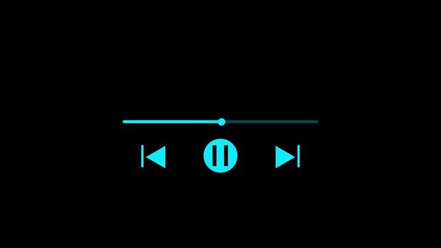Media player interface with play button and navigation controls.4k video animation
