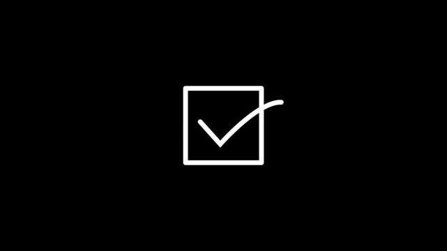 Checkmark Icons And Empty Box On Black Background. Flat Design.