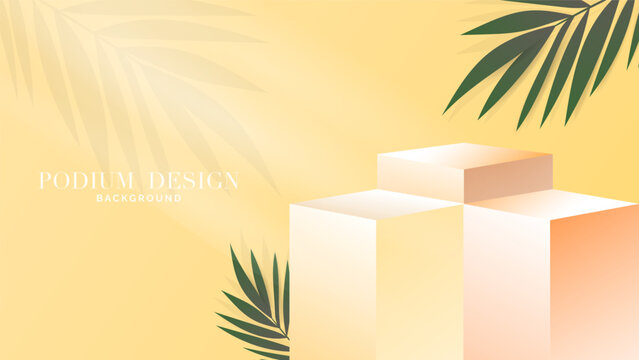 Minimalist vector stage with geometric square pedestal blocks for beauty product presentation