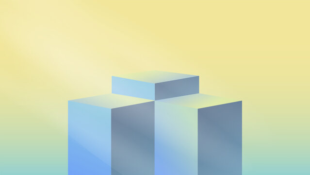 Minimalist architectural block podiums for product showcase with soft light beam, Geometric vector