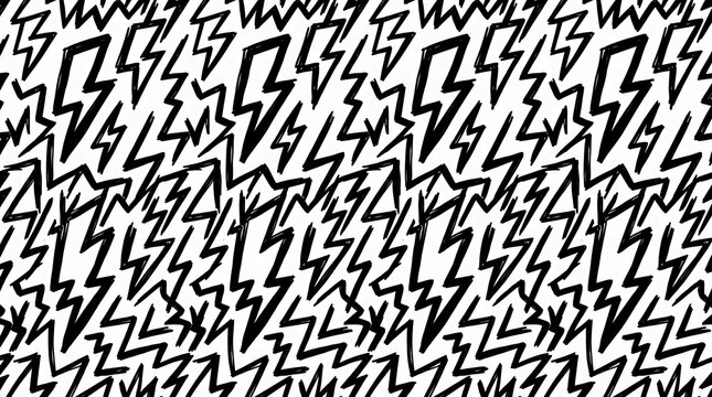 Hand drawn lightning bolt pattern in black and white