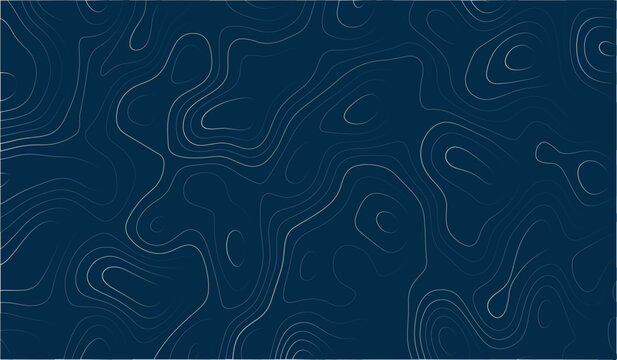 Topographic map, abstract gray line on blue background art and illustration.