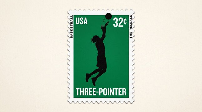 Basketball three pointer USA postage stamp